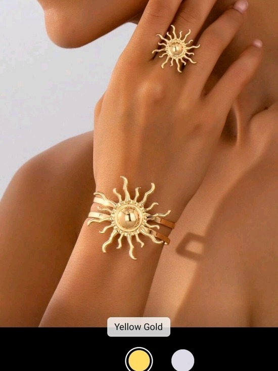 Jewelry - Yellow Gold Sunburst Bracelet Ring Set Women Jewelry